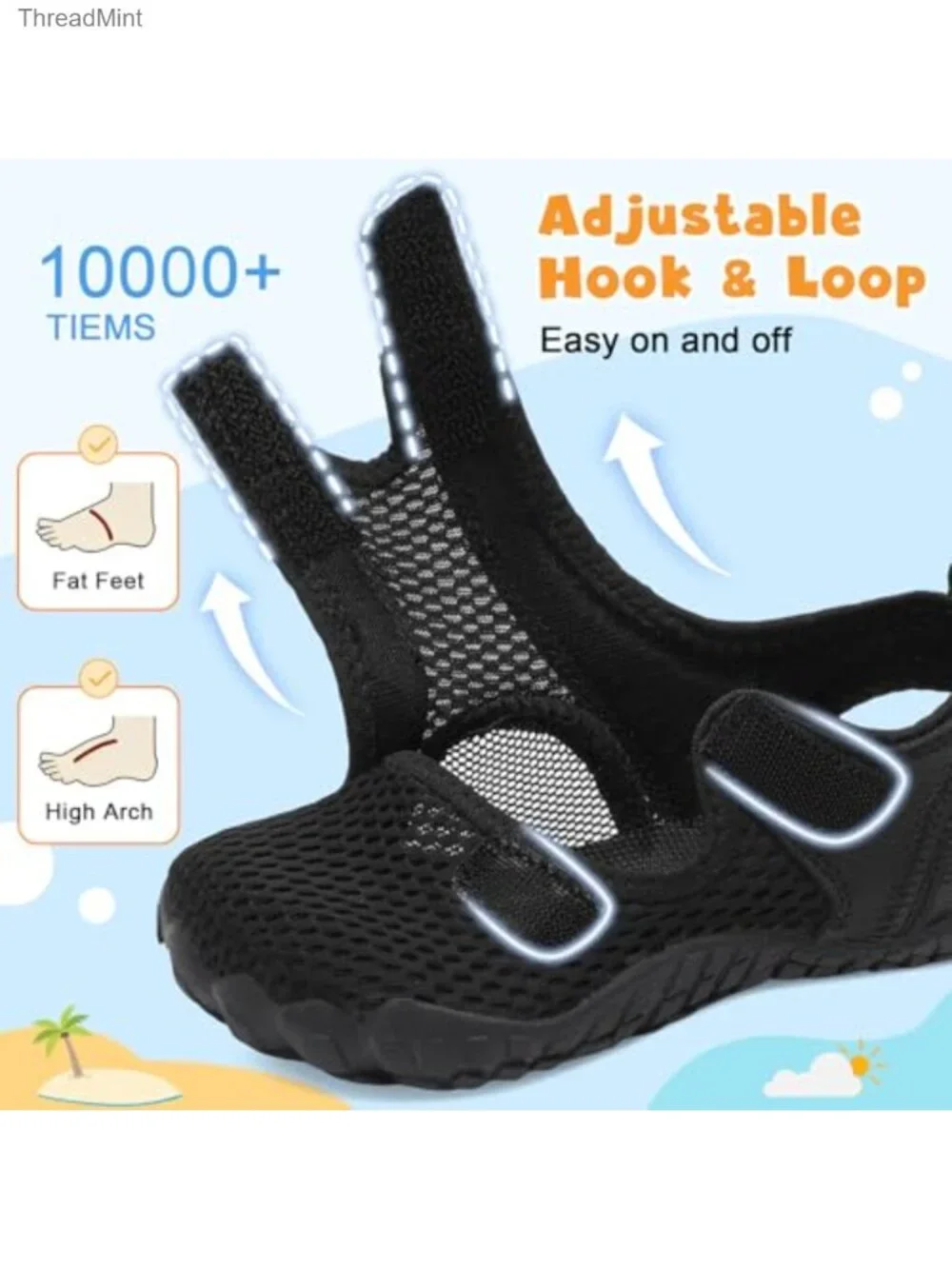 Kids Water Sandals Boys Girls Lightweight Non-slip Beach Swim Hiking Shoes